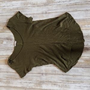 Vintage Army Green Scoop Neck Tee